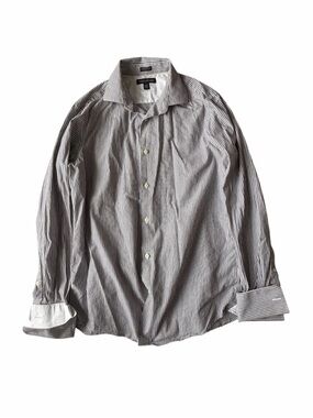 Banana Republic Men's Black and White Striped Dress Shirt